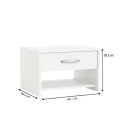 Noční stolek se zásuvkou, bílá, ambian