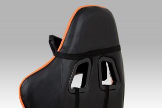 Kancelářská židle KA-G206 ORA - koženka černá + oranžová č.4