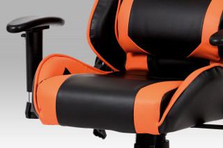 Kancelářská židle KA-G206 ORA - koženka černá + oranžová č.6