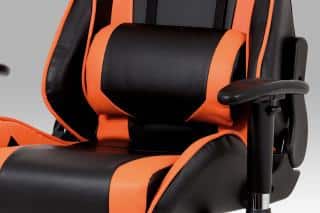Kancelářská židle KA-G206 ORA - koženka černá + oranžová č.7