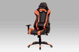 Kancelářská židle KA-G206 ORA - koženka černá + oranžová č.1