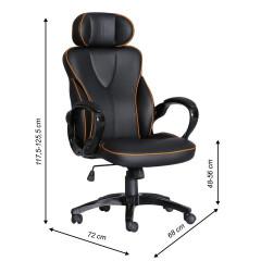 Kancelářská židle, ekokůže černá / oranžový lem, SEDRIK