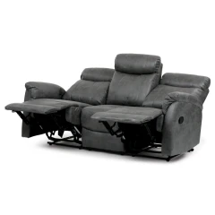 Relaxační sedačka 3+1+1, potah šedá látka v dekoru broušené kůže, funkce Relax I/II s aretací ASD-311 GREY3