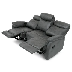 Relaxační sedačka 3+1+1, potah šedá látka v dekoru broušené kůže, funkce Relax I/II s aretací ASD-311 GREY3