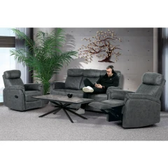 Relaxační sedačka 3+1+1, potah šedá látka v dekoru broušené kůže, funkce Relax I/II s aretací ASD-311 GREY3