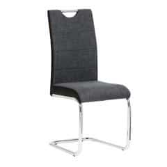 Židle, ekokůže černá / tmavě šedá látka + chrom, IZMA