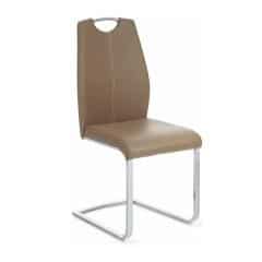 Židle, ekokůže béžová / bílé prošití, NESTA