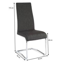 Jídelní židle, látka + chrom, tmavě šedá, AMINA