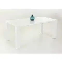 Jídelní stůl 140/180, rozkládací, MDF, bílá extra vysoký lesk HG, ASPER