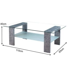 Konferenční stolek, MDF / sklo / matné sklo, beton, BELTON