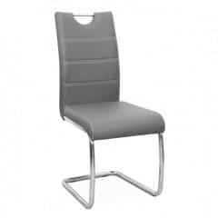 Jídelní židle, ekokůže světle šedá / chrom, ABIRA