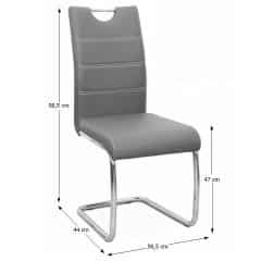 Jídelní židle, ekokůže světle šedá / chrom, ABIRA