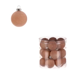 Kulaté sametové ozdoby - pr. 4 cm, barva cappucino, cena za balení (18 ks). VAK132 CAP