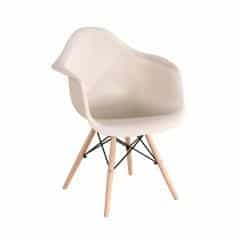 Židle - křeslo, béžová capuccino + buk, DAMEN