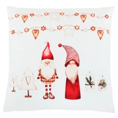 Polštář sametový s výplní - vánoční se skřítky, 100% polyester, 45 x 45 cm. UBR098-1