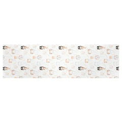 Běhoun bílý - se skřítky, 100% polyester, 40 x 150 cm. UBR105-2