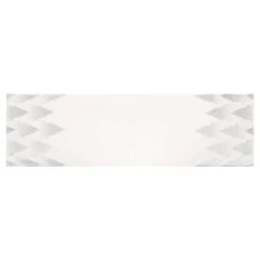 Běhoun bílý - stříbrné stromky na okrajích, 100% polyester, 40 x 150 cm. UBR108-2