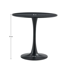 Jídelní stůl, kulatý, černá, průměr 80 cm, REVENTON NEW
