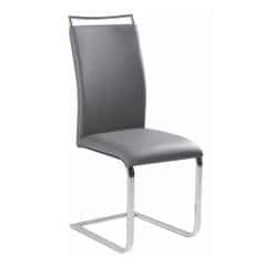 Jídelní židle, ekokůže šedá / chrom, BARNA NEW