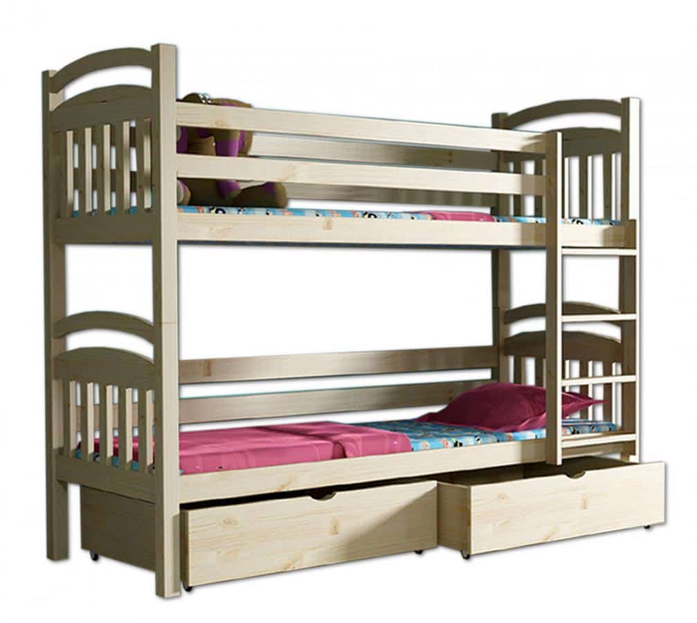 Levně ATAN Patrová postel PP 003 bez povrchové úpravy, 80x 180cm, úložné prostory