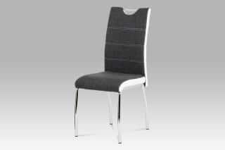 Jídelní židle HC-586 GR2 - šedá látka + bílá koženka