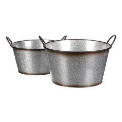 Kovový obal na květiny, sada 2ks. Design s růžemi. OK6386