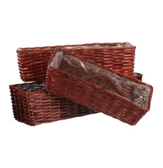 Košík proutěný - hranatý truhlík, tmavě hnědý, cena za sadu 3 ks OV4144 BR-DK