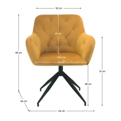 Otočná židle, hořčicová Velvet látka/černá, VELEZA NEW