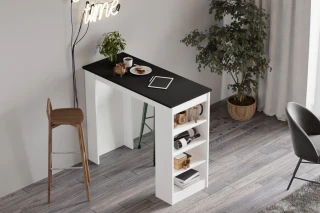 STIGLER skandinávský barový stůl, bílá/černá