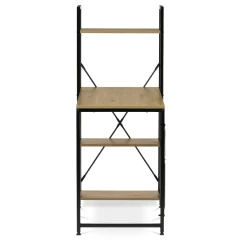 Stůl pracovní s regálem, MDF, dekor dub, černý kov GD-512 OAK