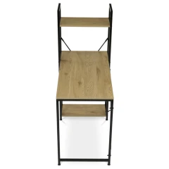 Stůl pracovní s regálem, MDF, dekor dub, černý kov GD-512 OAK