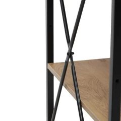 Stůl pracovní s regálem, MDF, dekor dub, černý kov GD-512 OAK