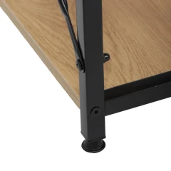 Stůl pracovní s regálem, MDF, dekor dub, černý kov GD-512 OAK
