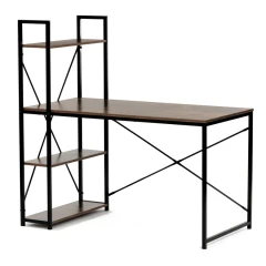 Stůl pracovní s regálem, MDF, dekor staré dřevo, černý kov GD-520 OLW