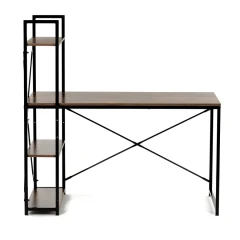 Stůl pracovní s regálem, MDF, dekor staré dřevo, černý kov GD-520 OLW