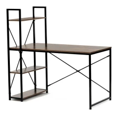 Stůl pracovní s regálem, MDF, dekor staré dřevo, černý kov GD-520 OLW