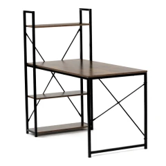 Stůl pracovní s regálem, MDF, dekor staré dřevo, černý kov GD-520 OLW