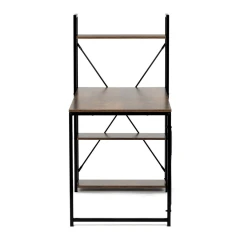 Stůl pracovní s regálem, MDF, dekor staré dřevo, černý kov GD-520 OLW