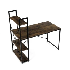 Stůl pracovní s regálem, MDF, dekor staré dřevo, černý kov GD-520 OLW