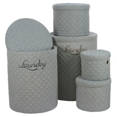 Koš prádelní - látka, kulatý, šedý, cena za sadu 5 ks DT3007 GREY