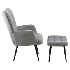 Křeslo s podnoží, šedá Velvet látka/černá, HABEN