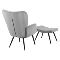 Křeslo s podnoží, šedá Velvet látka/černá, HABEN