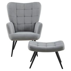 Křeslo s podnoží, šedá Velvet látka/černá, HABEN