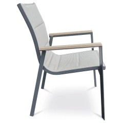 Židle zahradní béžový textilen, hliník, černá barva AZC-S1110 BK
