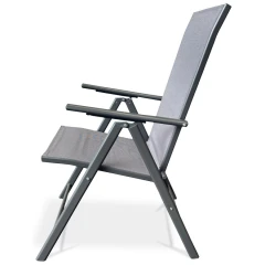 Židle zahradní, nastavitelný sklon, šedý textilen, šedá kovová konstrukce AZC-S1116 GREY