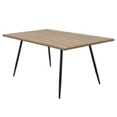 Stůl zahradní 160x95x74, kov s umělým ratanem, deska polywood AZ-F1407 NAT
