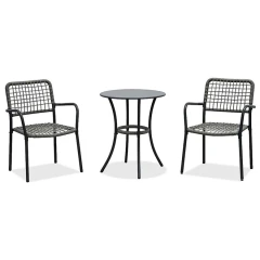 Zahradní set 1+2, stůl 60x60, židle umělý ratan barva antracit, kov antracit AZ-L1103 GREY