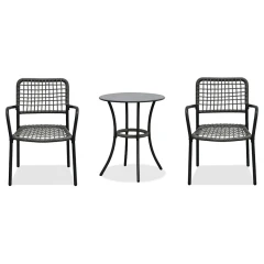 Zahradní set 1+2, stůl 60x60, židle umělý ratan barva antracit, kov antracit AZ-L1103 GREY