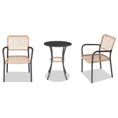 Zahradní set 1+2, stůl 60x60, židle umělý ratan barva přírodní, kov antracit AZ-L1103 NAT