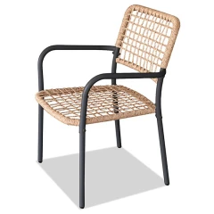 Zahradní set 1+2, stůl 60x60, židle umělý ratan barva přírodní, kov antracit AZ-L1103 NAT